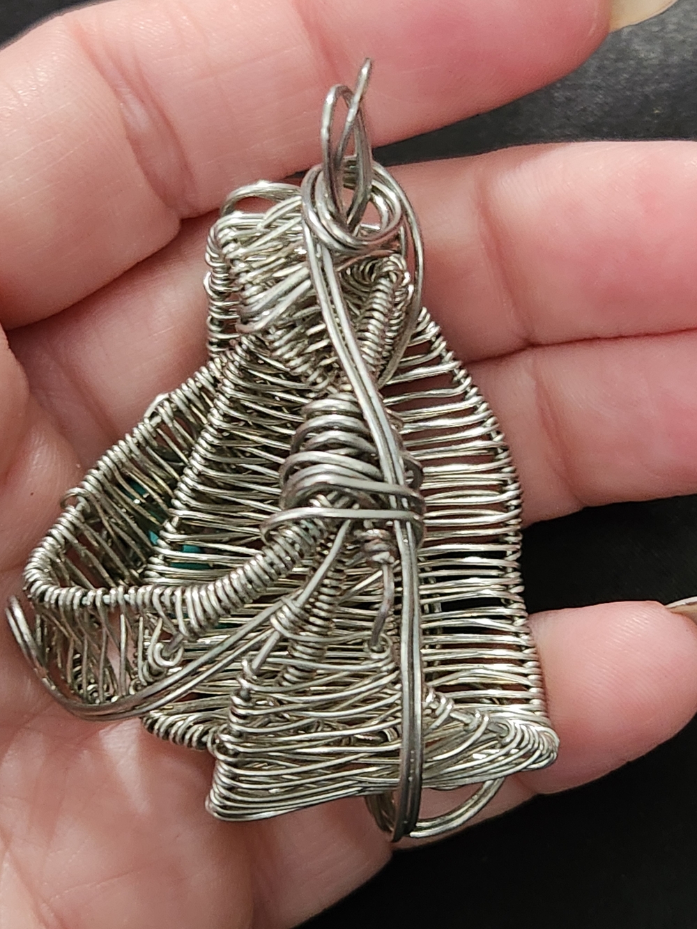 Handcrafted Silver Wire Wrapped Statement Pendant - Picture 3 of 6